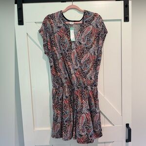 Kaileigh red and blue paisley print romper, XL